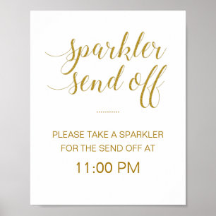 Elegantes Gold Hochzeits-Funke Abschiedsschild Poster