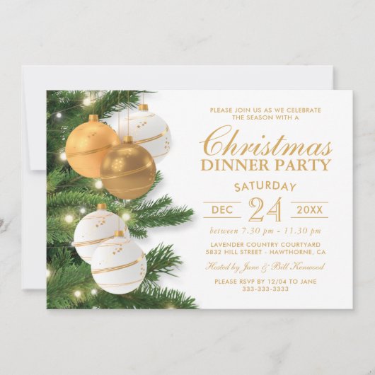 Elegantes Gold Holiday Weihnachten Party Einladung (Vorderseite)