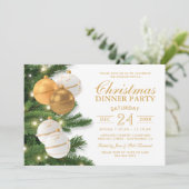 Elegantes Gold Holiday Weihnachten Party Einladung (Stehend Vorderseite)