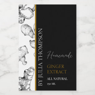 Elegantes Gold Homemade Ginger Root Extract Label Weinetikett