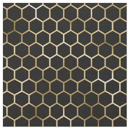 Elegantes Gold Honeycomb Schwarzes Muster Stoff