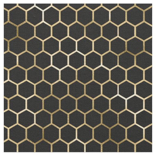 Elegantes Gold Honeycomb Schwarzes Muster Stoff (Nahaufnahme)