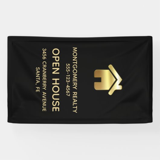 Elegantes Gold House Symbol Real Anwesen Open Hous Banner (Horizontal)