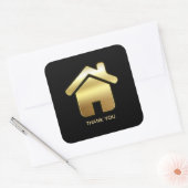 Elegantes Gold House Symbol Real Anwesen Vielen Da Quadratischer Aufkleber (Umschlag)