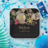 Elegantes Gold im Schwarzen Weihnachtsgebäck Pappteller (Party)