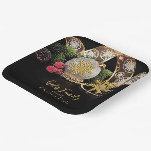 Elegantes Gold im Schwarzen Weihnachtsgebäck Pappteller (Gewinkelt)