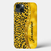 Elegantes Gold Imitate Glitzer Tierprint Monogramm Case-Mate iPhone Hülle (Rückseite)