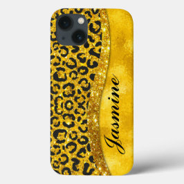 Elegantes Gold Imitate Glitzer Tierprint Monogramm Case-Mate iPhone Hülle