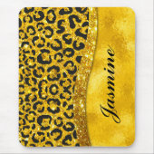 Elegantes Gold Imitate Glitzer Tierprint Monogramm Mousepad (Vorne)