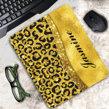 Elegantes Gold Imitate Glitzer Tierprint Monogramm