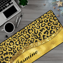 Elegantes Gold Imitate Glitzer Tierprint Monogramm