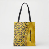 Elegantes Gold Imitate Glitzer Tierprint Monogramm Tasche (Vorderseite)