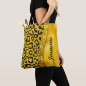 Elegantes Gold Imitate Glitzer Tierprint Monogramm Tasche (Von Nahem)
