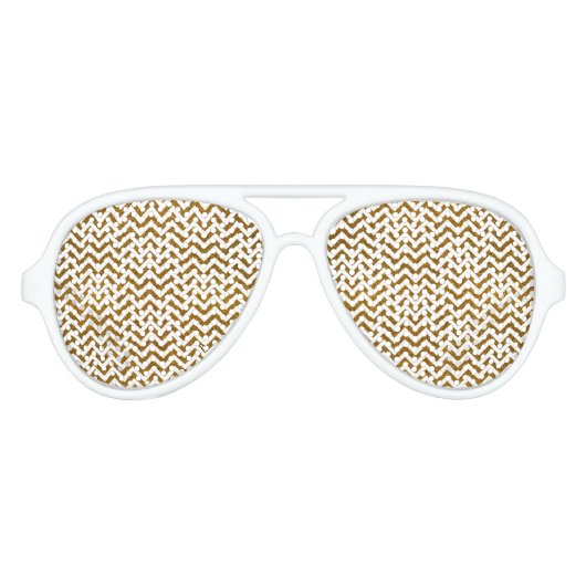 Elegantes Gold Imitate Glitzer Zickzack Muster Sonnenbrille (Vorderseite)