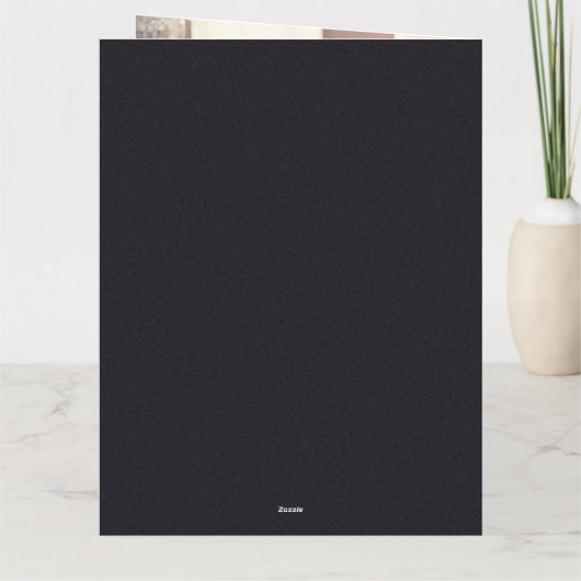 Elegantes Gold Imitats Metal Floral Foto Hochzeit Dankeskarte (Rückseite)