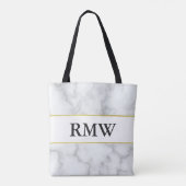 Elegantes Gold Imitats Weißes Marmor-Initialen Mon Tasche (Rückseite)