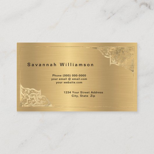 Elegantes Gold individuell anpassbar Visitenkarte (Rückseite)