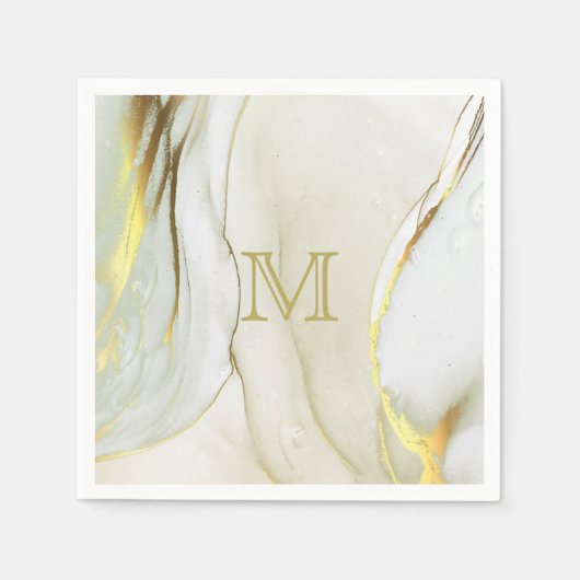 Elegantes Gold Ink Abstraktes Muster Monogramm Serviette (Vorderseite)