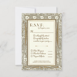 Elegantes Gold Ivory Jugendstil UAWG RSVP Karte