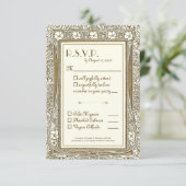 Elegantes Gold Ivory Jugendstil UAWG RSVP Karte (Stehend Vorderseite)