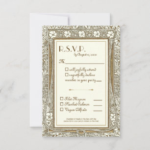 Elegantes Gold Ivory Jugendstil UAWG RSVP Karte
