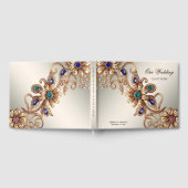 Elegantes Gold Jewel Blume Gästebuch (Voll)