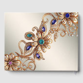 Elegantes Gold Jewel Blume Gästebuch (Rückseite)