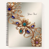 Elegantes Gold Jewel Blume Notebook Notizblock (Vorderseite)
