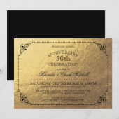 Elegantes Gold-Jubiläum-Party Einladung (Vorne/Hinten)