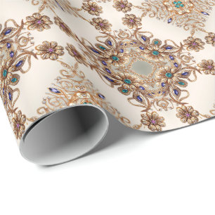 Elegantes Gold-Juwel-Blumen-Geschenkpapier Geschenkpapier