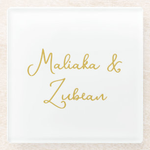 Elegantes Gold-Kalligrafie-Glas  Glasuntersetzer