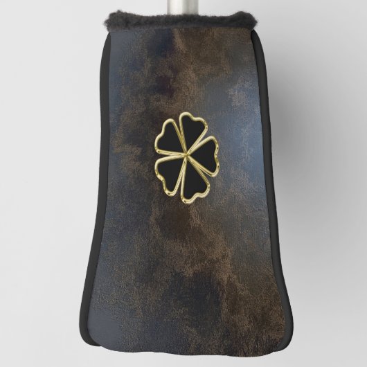 Elegantes Gold Kleeblatt, Klee, Lederschau Golf Headcover (Rotieren 90)