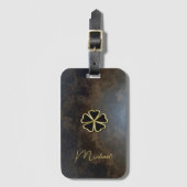 Elegantes Gold Kleeblatt, Kleeblatt-Look Gepäckanhänger (Vorderseite Vertikal)