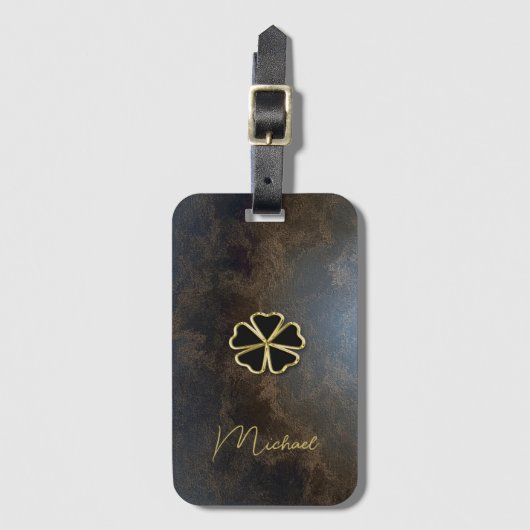 Elegantes Gold Kleeblatt, Kleeblatt-Look Gepäckanhänger (Vorderseite Vertikal)