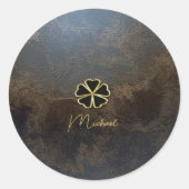 Elegantes Gold Kleeblatt, Kleeblatt-Look Runder Aufkleber (Vorderseite)