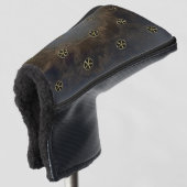Elegantes Gold Kleeblatt, Kleidung, Lederschau Golf Headcover (3/4 Vorderseite)