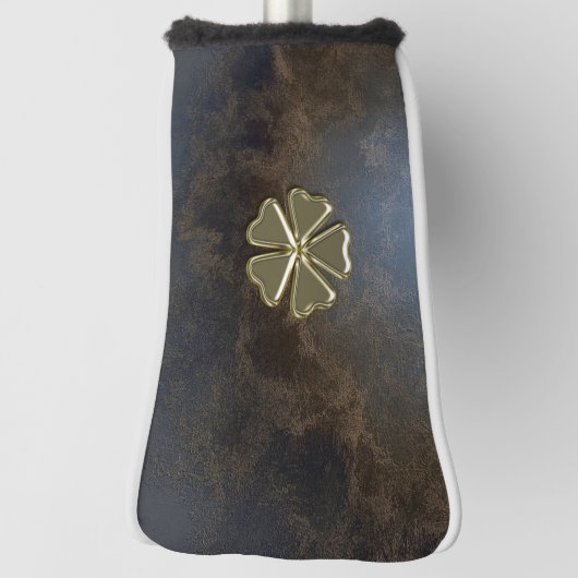 Elegantes Gold Kleeblatt, Lederlook Golf Headcover (Rotieren 90)