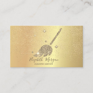 Elegantes Gold-Konfetti Dienstmädchen putzt das Ha Visitenkarte