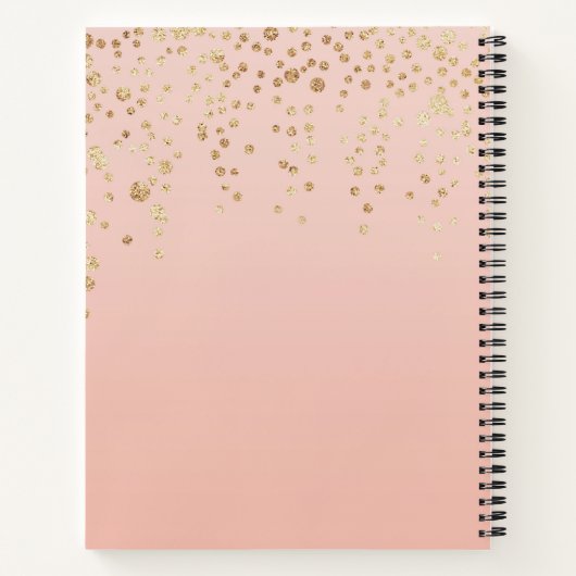 Elegantes Gold Konfetti und Rahmen Spiral Notebook Notizblock (Rückseite)
