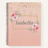 Elegantes Gold Konfetti und Rahmen Spiral Notebook Notizblock (Vorderseite)