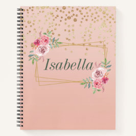 Elegantes Gold Konfetti und Rahmen Spiral Notebook Notizblock