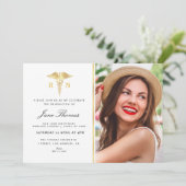 Elegantes Gold Kursabsolventen Einladung (Stehend Vorderseite)