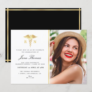 Elegantes Gold Kursabsolventen Einladung