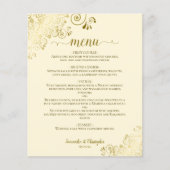 Elegantes Gold Lace auf Cream Budget Wedding Menu (Vorderseite)