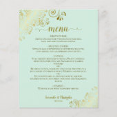 Elegantes Gold Lace Mint Green Budget Wedding Menü (Vorderseite)