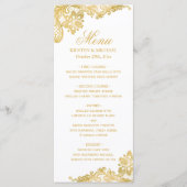 Elegantes Gold Lace Pattern Wedding Menü Menükarte (Vorderseite)
