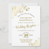 Elegantes Gold Lace & White Wedding Reception Part Einladung (Vorderseite)