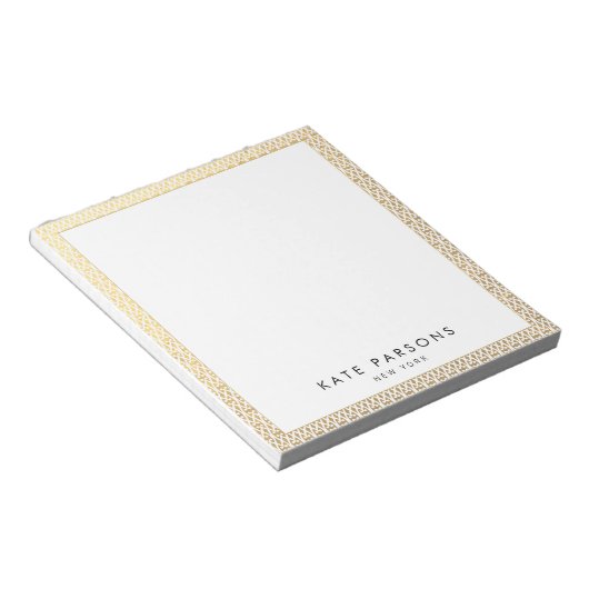 Elegantes Gold Lattice Muster Notepad Notizblock (angewinkelt)