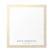 Elegantes Gold Lattice Muster Notepad Notizblock (Vorderseite)