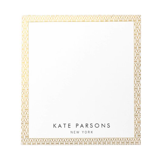 Elegantes Gold Lattice Muster Notepad Notizblock (Vorderseite)
